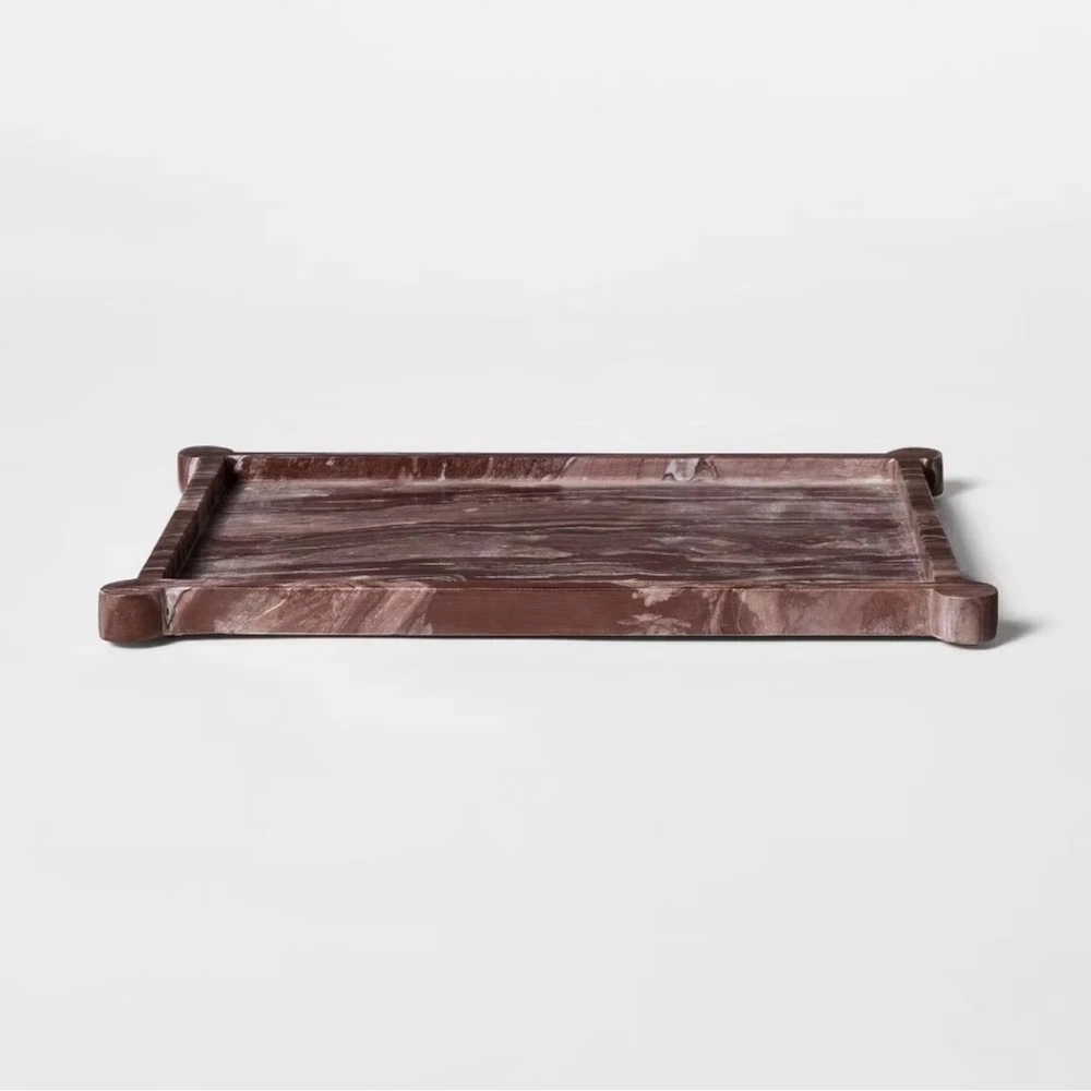 Burgundy Rectangular 12" Marble Tray Natural - Threshold designed w/Studio McGee